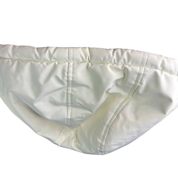 Vintage Down Filling Puffer Jacket Winter Fleece  - CREAM LAVENDER BLACK - Picture 6 of 10